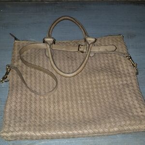 Margot Tan Woven Tote Bag